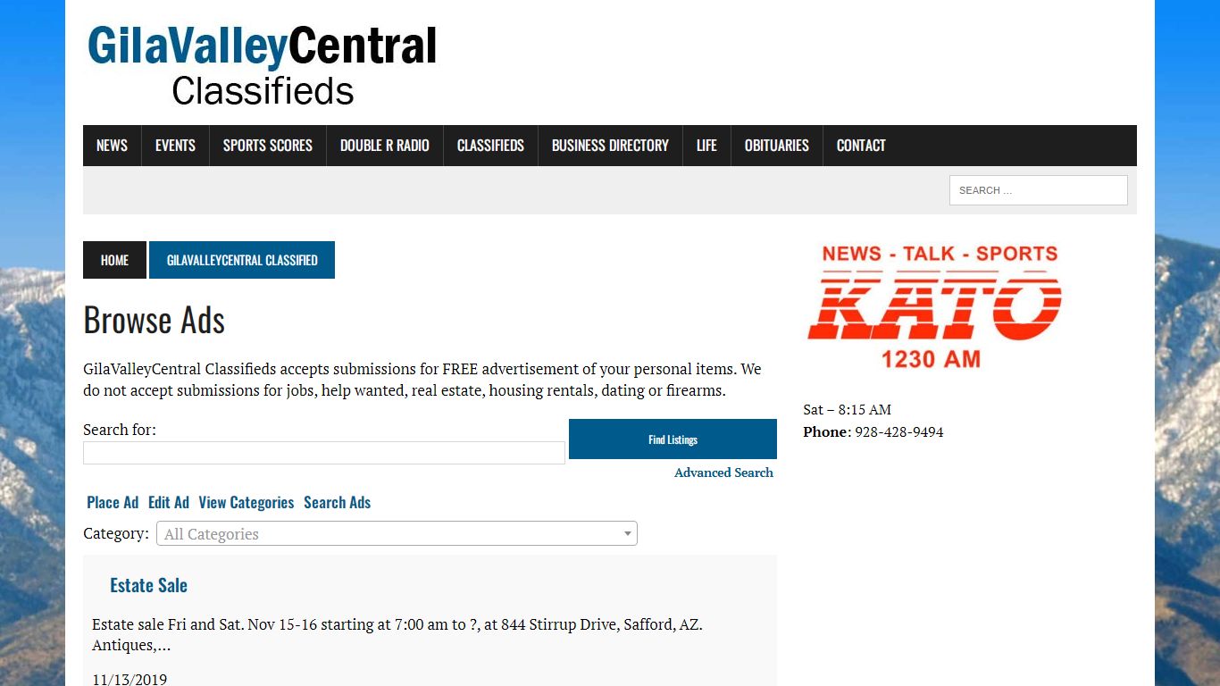 Browse Ads | Gila Valley Central Classifieds